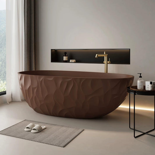 59" Bathtub Artistic Pleated  Soaking Tub with Overflow  Includes Ergonomic Design