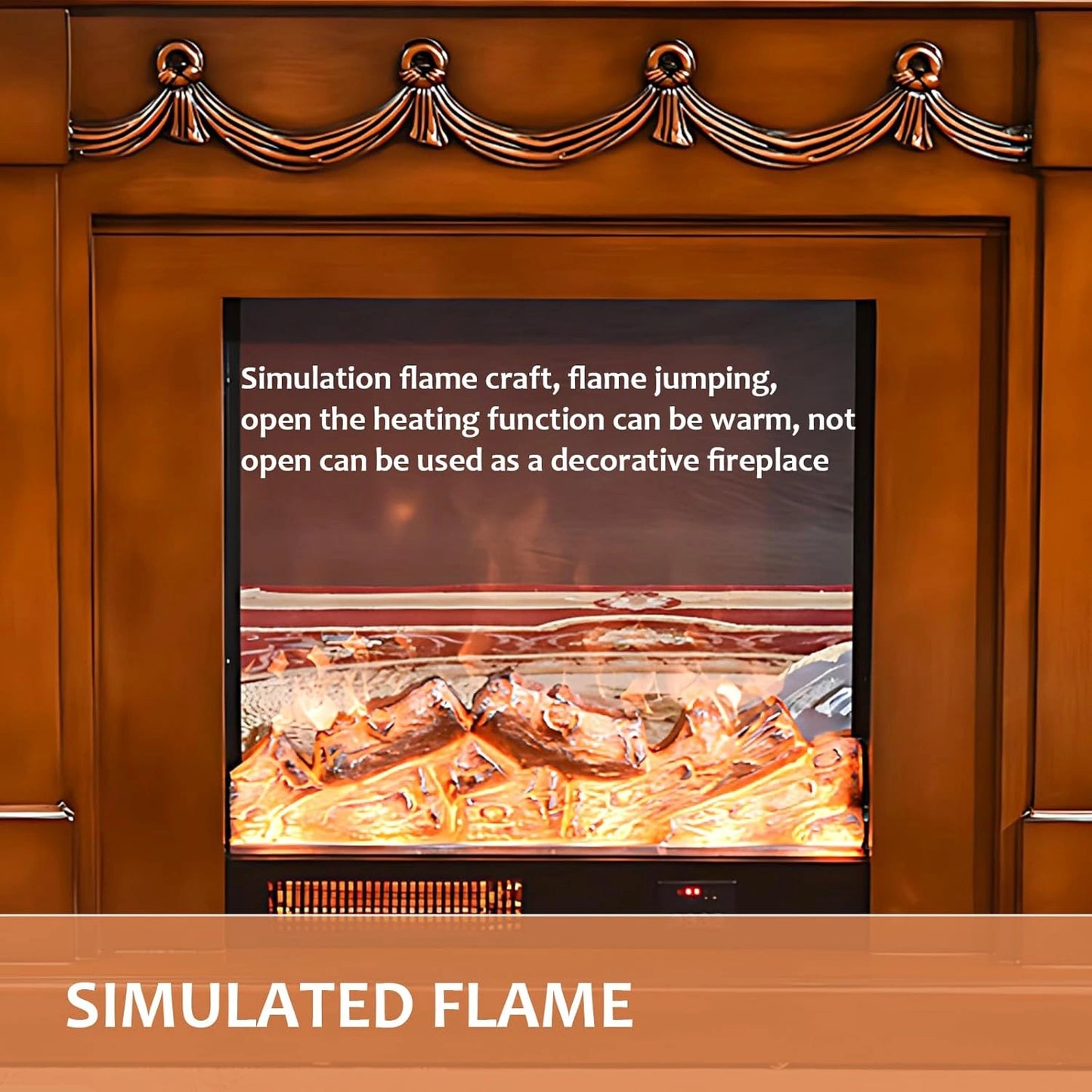 Aihm-Lon Simple Electric Fireplace Curtain Shape Line Design 47”