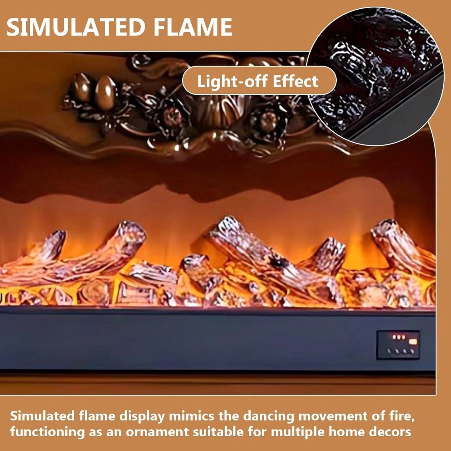 Aihm-Lon Luxurious Electric Fireplace Includes Vintage Carving with 4 Drawers 81”