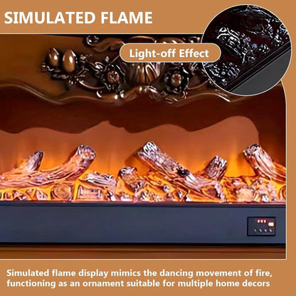 Aihm-Lon Luxurious Electric Fireplace Includes Vintage Carving with 4 Drawers 81”