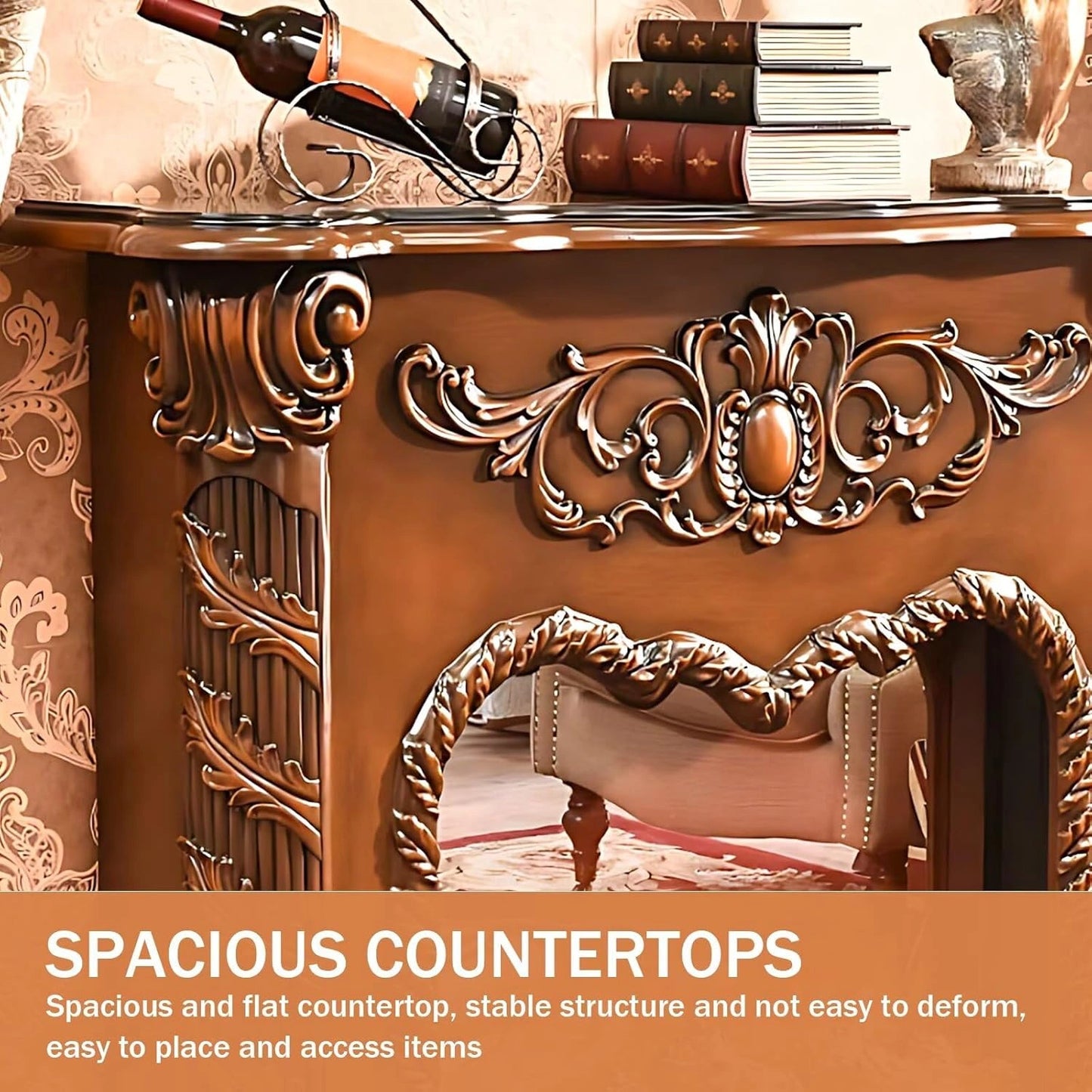 Aihm-Lon Electric Fireplace Includes Swirling Texture Design with Floral Pattern 47”