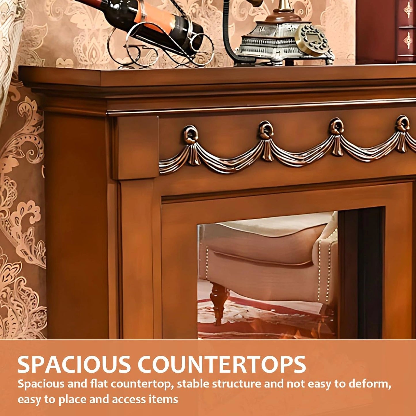 Aihm-Lon Simple Electric Fireplace Curtain Shape Line Design 47”