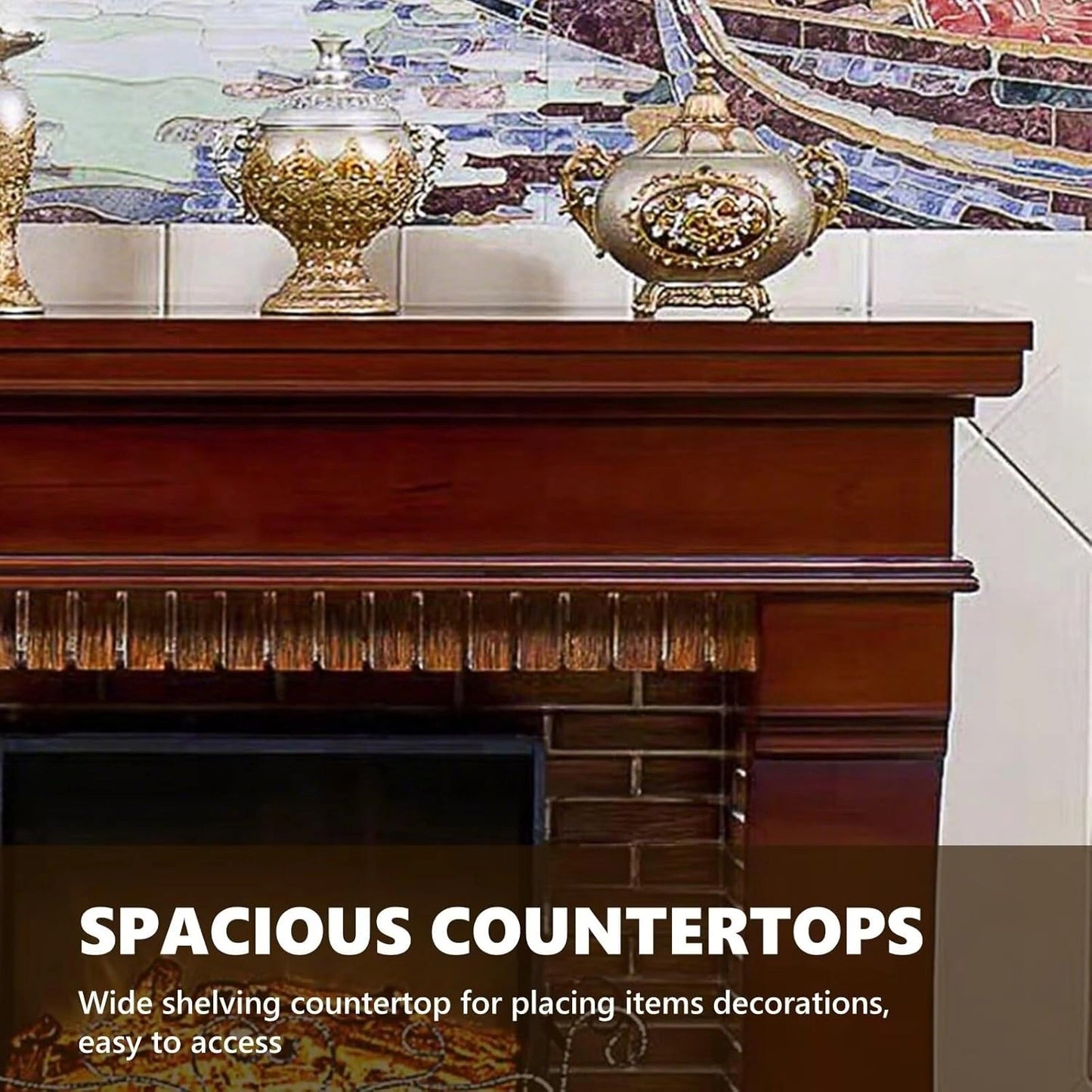 Aihm-Lon Decorative Electric Fireplace Exquisite Iron Art Design with Simulated Flame 51”-59”