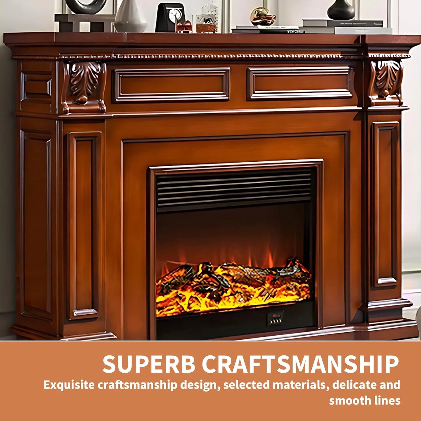 Aihm-Lon Electric Fireplace Includes French Retro Minimalist Line Design 59”