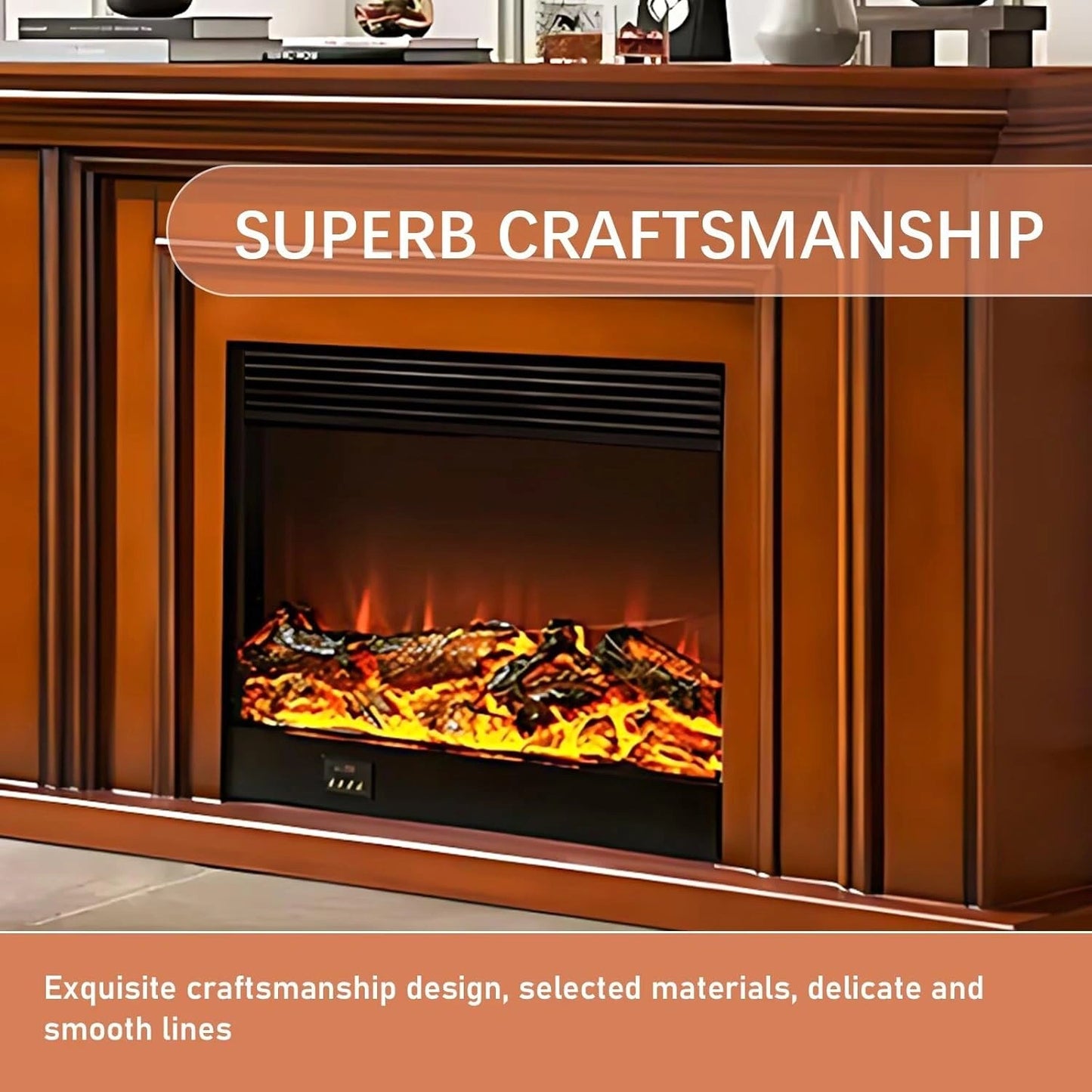 Aihm-Lon Electric Fireplace Straight Line Design with Simple Countertop 59”