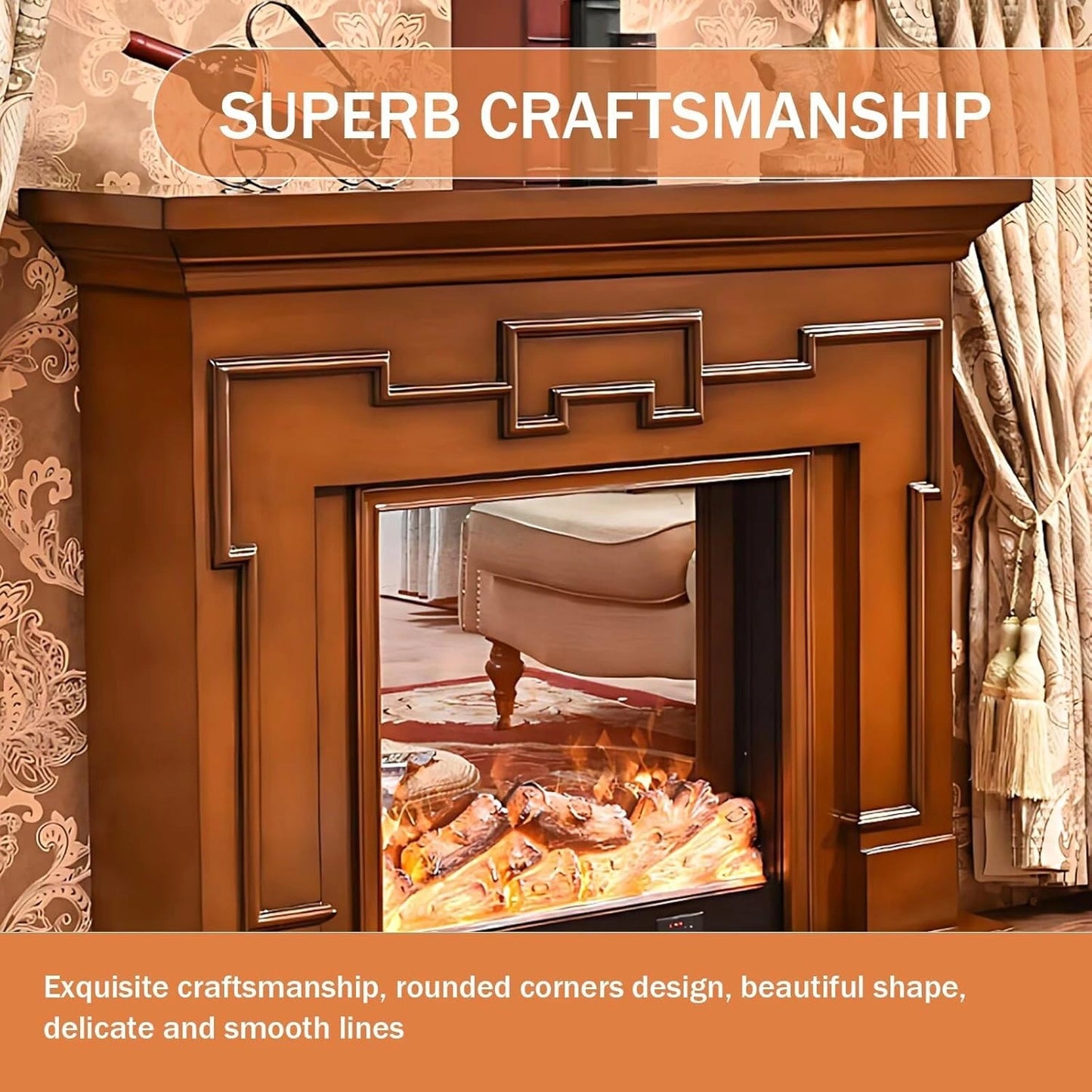 Aihm-Lon Indoor Electric Fireplace Includes Polygonal Line Design 47”