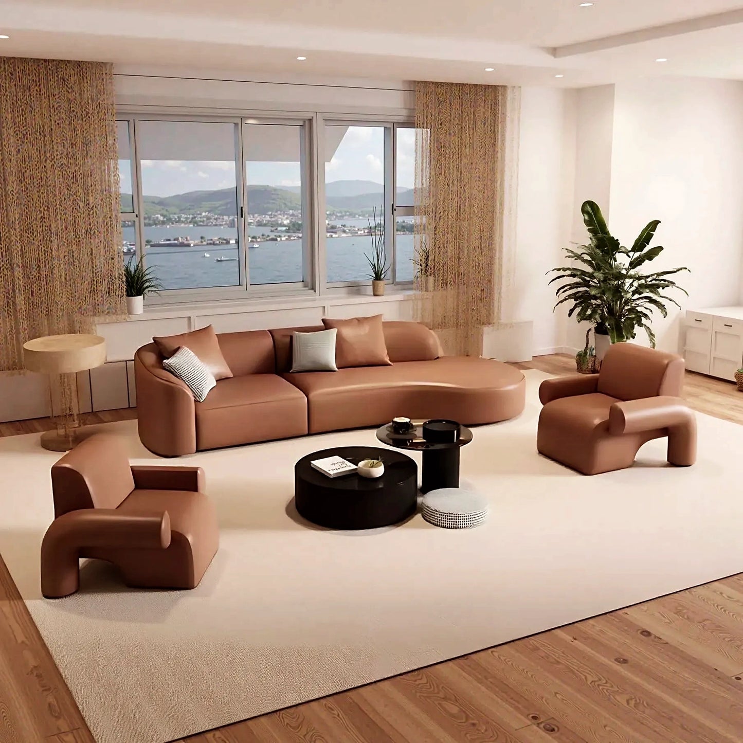 Aihm-Lon Commercial Use Sofa Set with Stool and Coffee Tables for Lounge Area 87"-126"