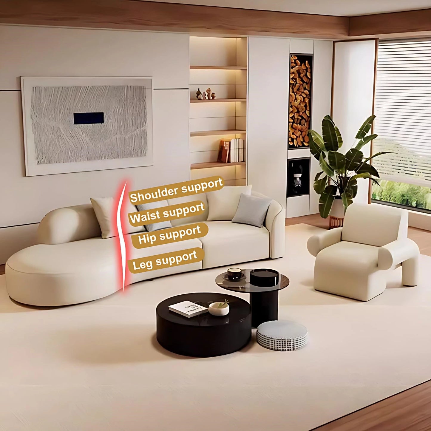 Aihm-Lon Commercial Use Sofa Set with Stool and Coffee Tables for Lounge Area 87"-126"