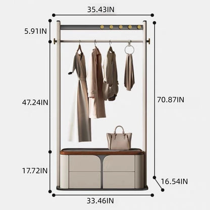 Aihm-Lon Laundry Clothes Racks for Hanging Clothes&Curved Leather Drawers 35’’