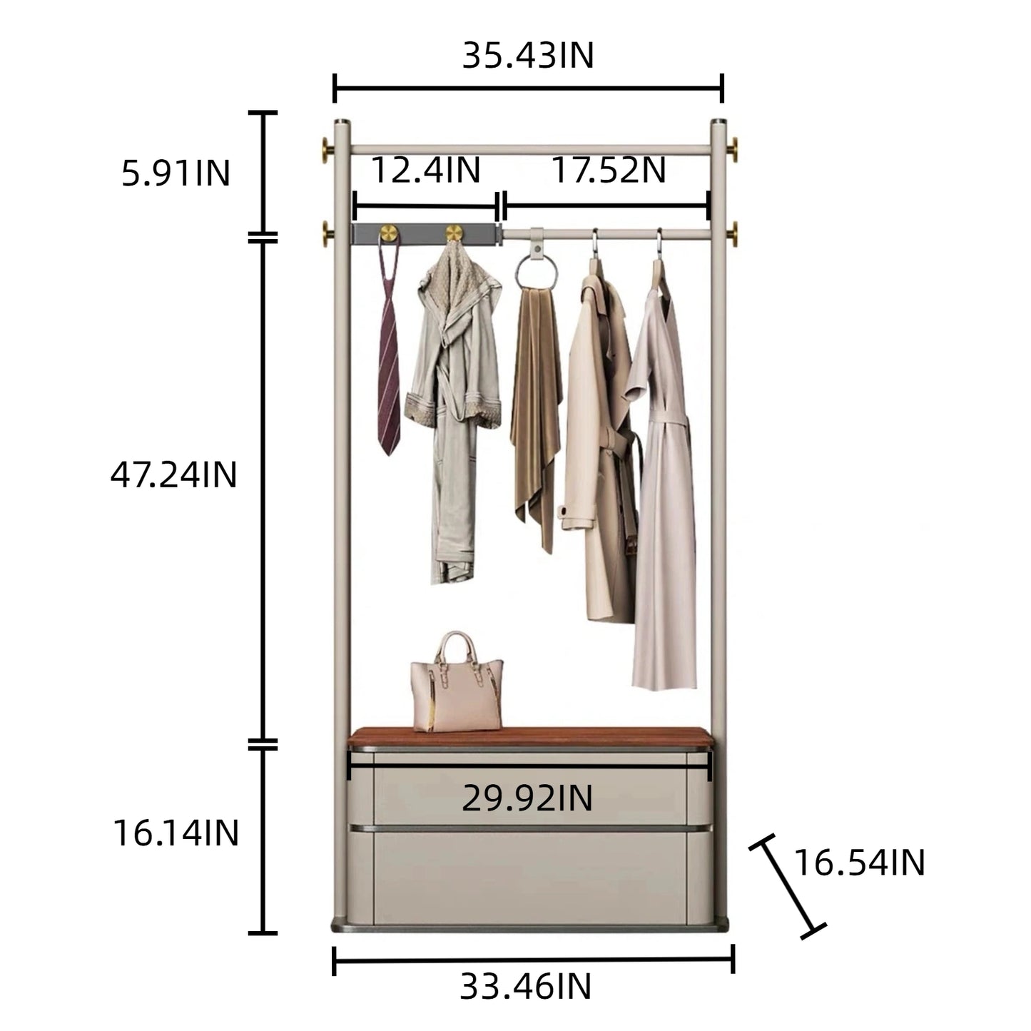 Aihm-Lon Freestanding Clothes Rack with Stainless Steel Hook 35’’