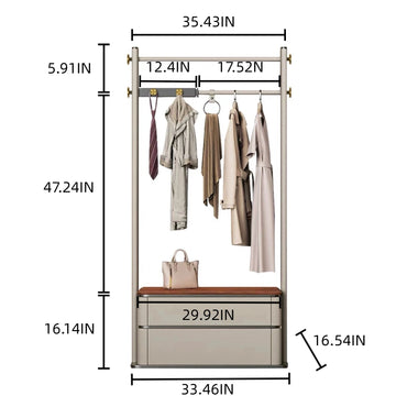 Aihm-Lon Freestanding Clothes Rack with Stainless Steel Hook 35’’