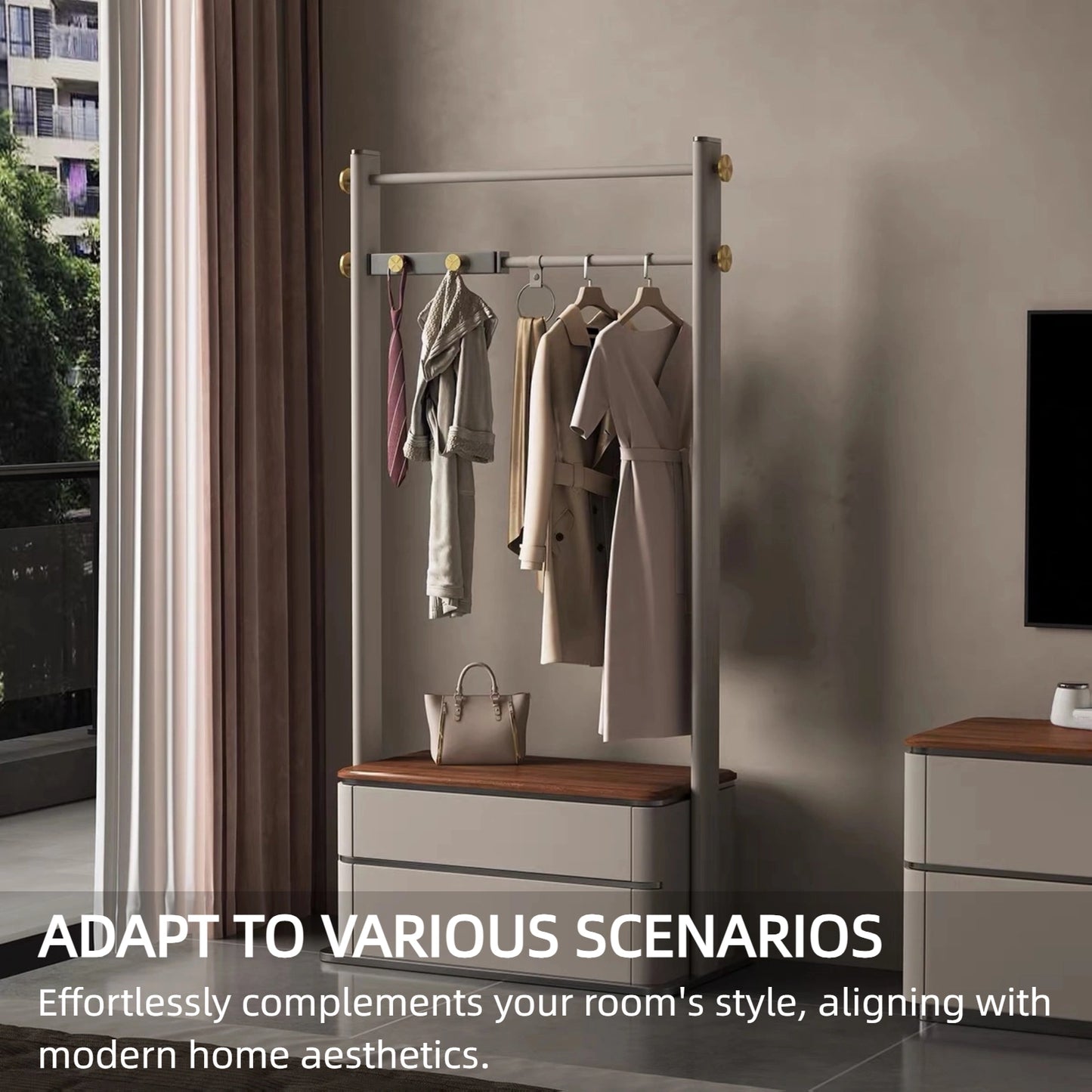 Aihm-Lon Freestanding Clothes Rack with Stainless Steel Hook 35’’