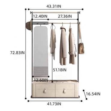 Aihm-Lon White Clothes Rack with Large Storage Space for Bedroom 43’’