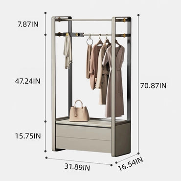 Aihm-Lon Minimalist Clothes Rack with Closed Drawers and Open Shelves 32’’