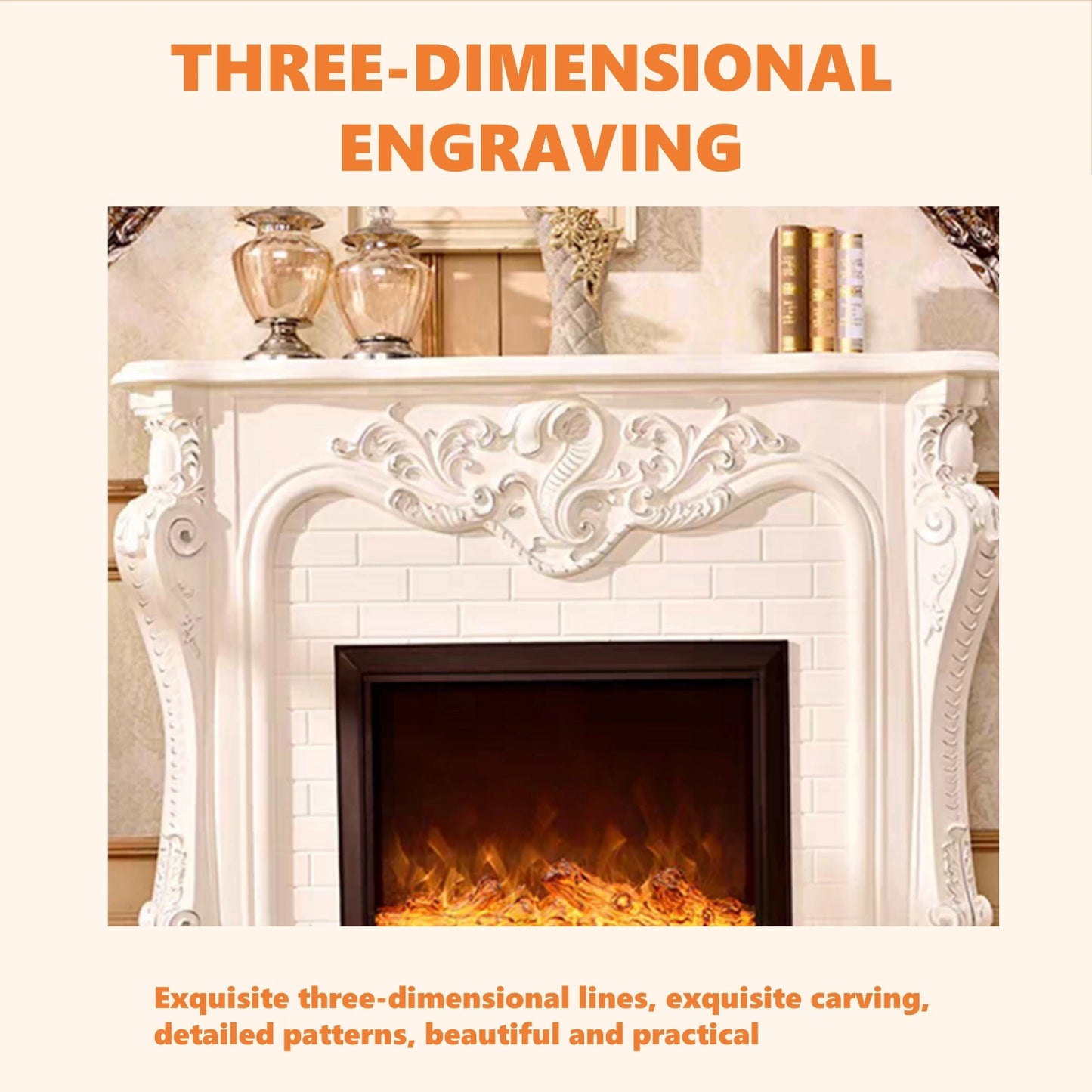 Aihm-Lon Retro Electric Fireplace with Three-Dimensional Carving 47”-79”