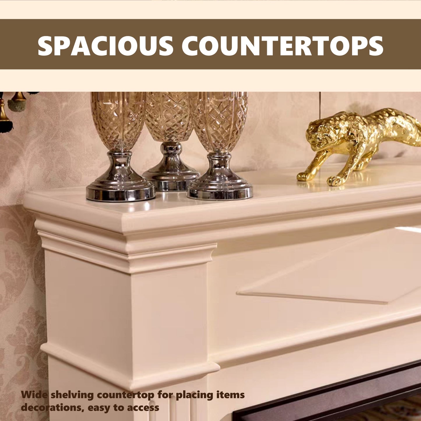 Aihm-Lon Minimalist Electric Fireplace Vertical Stripes Design 39”-51”