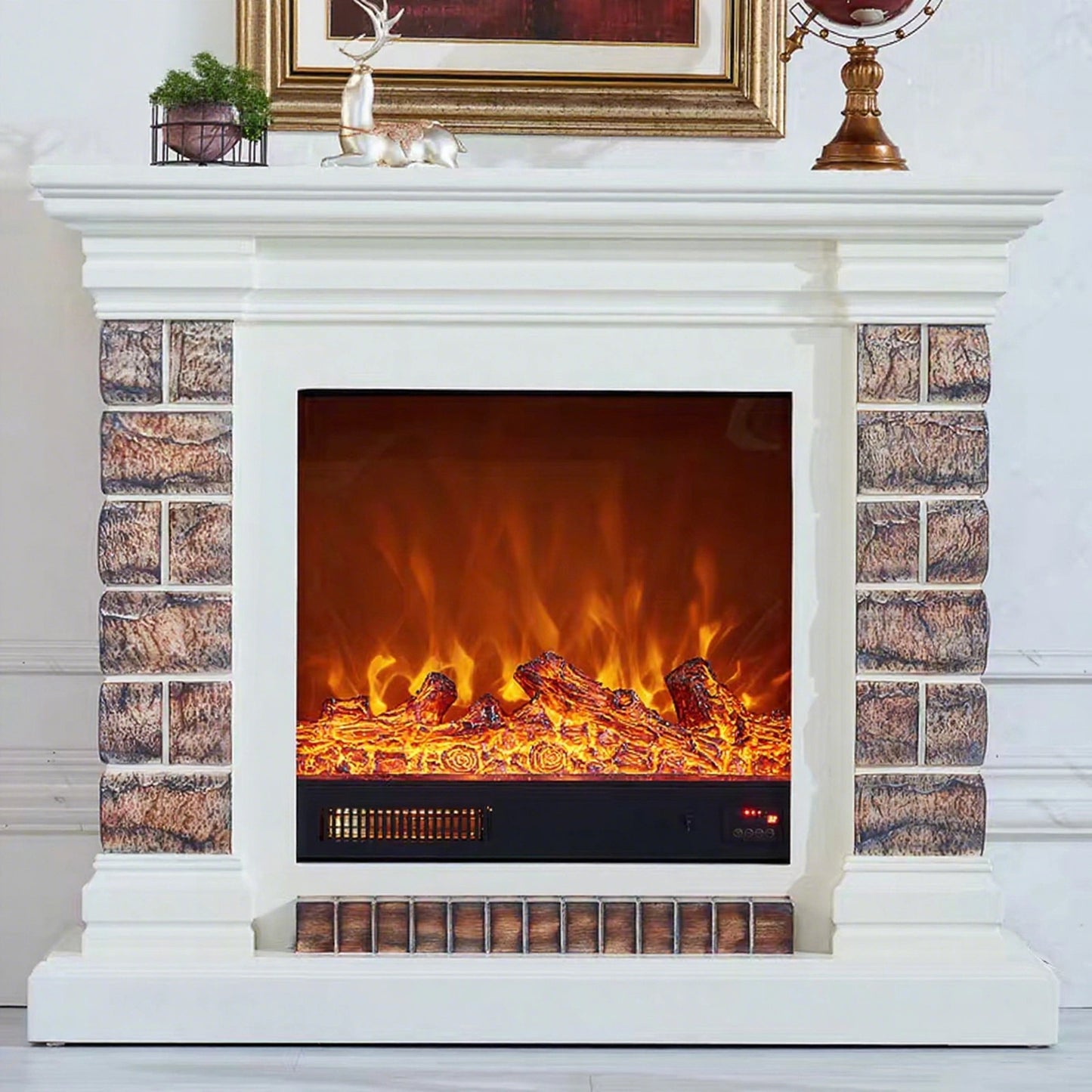 Aihm-Lon Brown Electric Fireplace Neoclassical European Style 47”-59”