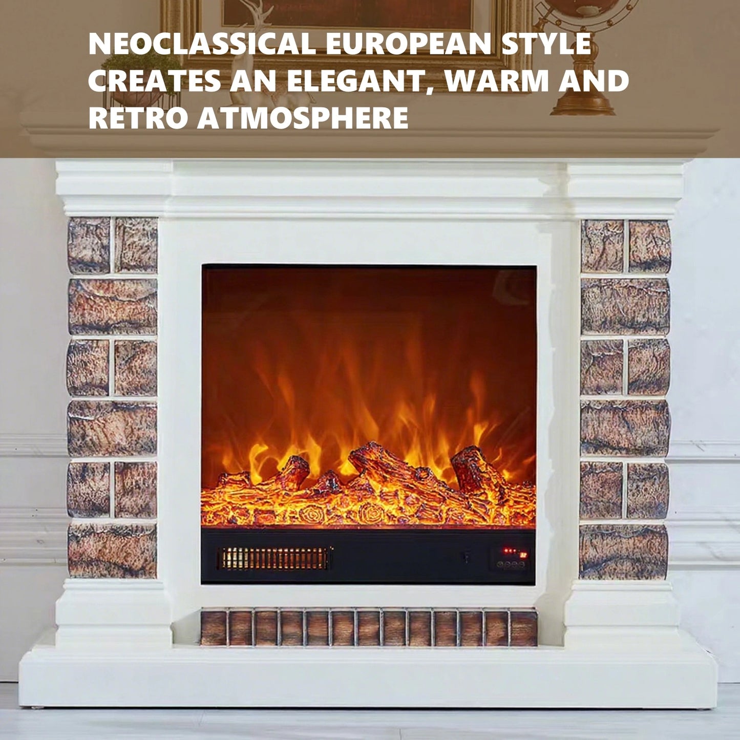 Aihm-Lon Brown Electric Fireplace Neoclassical European Style 47”-59”
