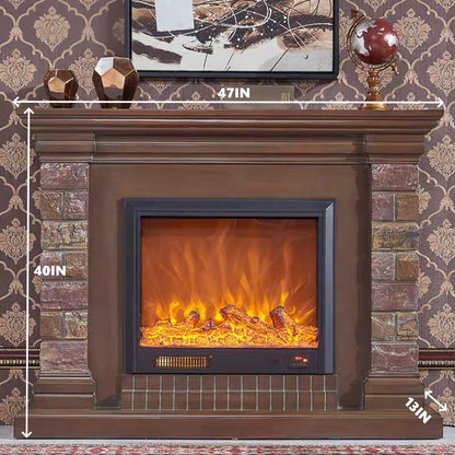 Aihm-Lon Brown Electric Fireplace Neoclassical European Style 47”-59”