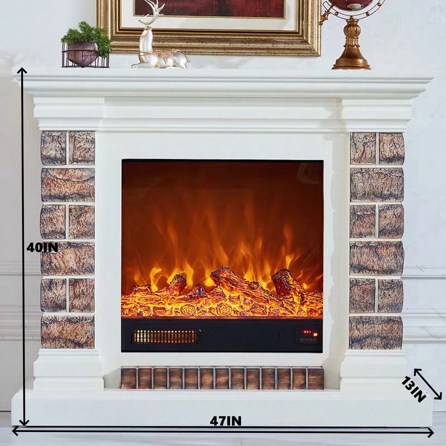 Aihm-Lon Brown Electric Fireplace Neoclassical European Style 47”-59”