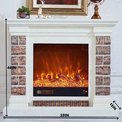 Aihm-Lon Brown Electric Fireplace Neoclassical European Style 47”-59”