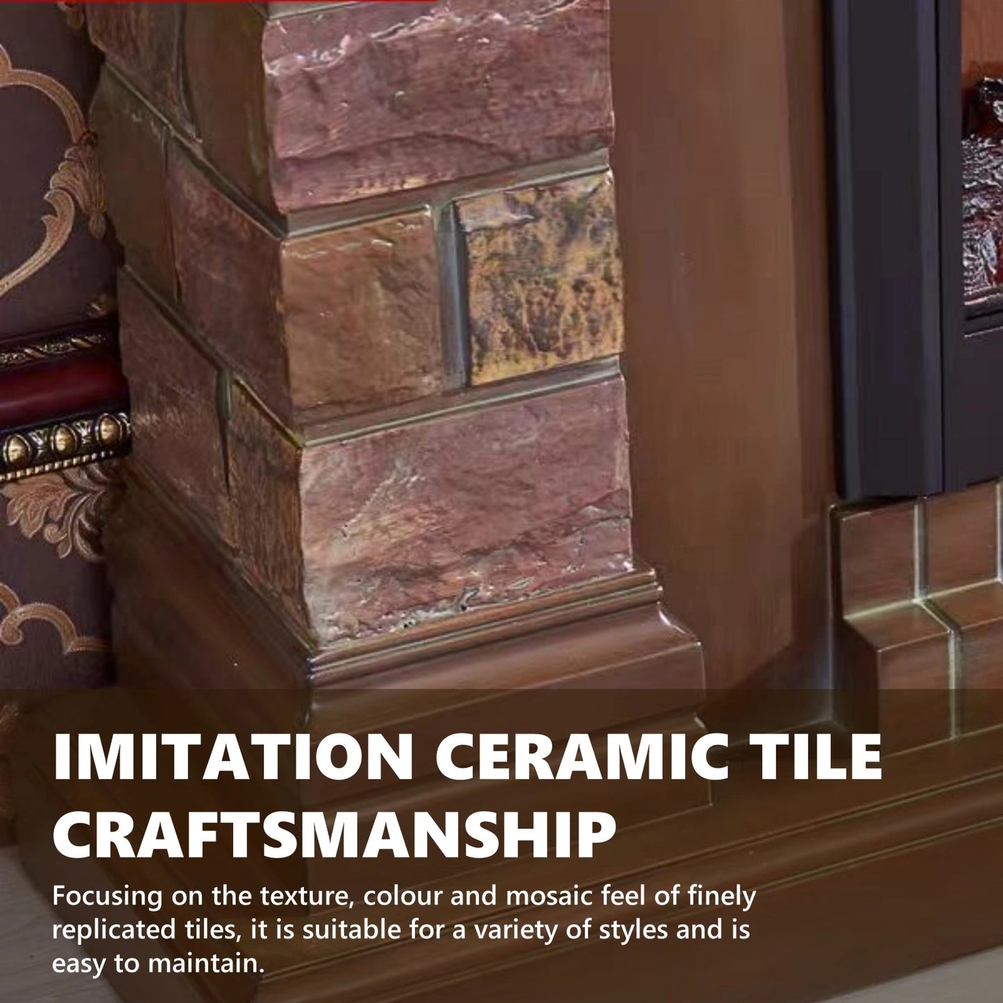 Aihm-Lon Brown Electric Fireplace Neoclassical European Style 47”-59”