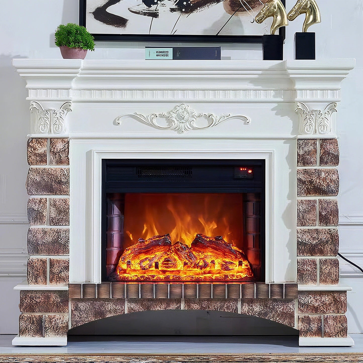 Aihm-Lon Electric Fireplace Imitation Ceramic Tile Craftsmanship 47”-59”