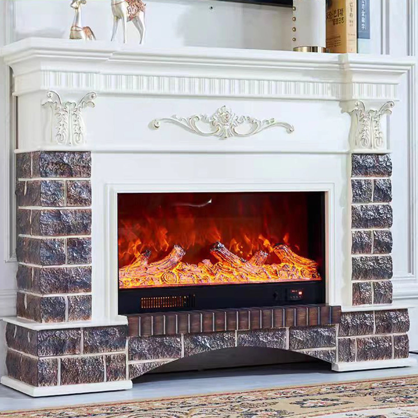Aihm-Lon Electric Fireplace Imitation Ceramic Tile Craftsmanship 47”-59”