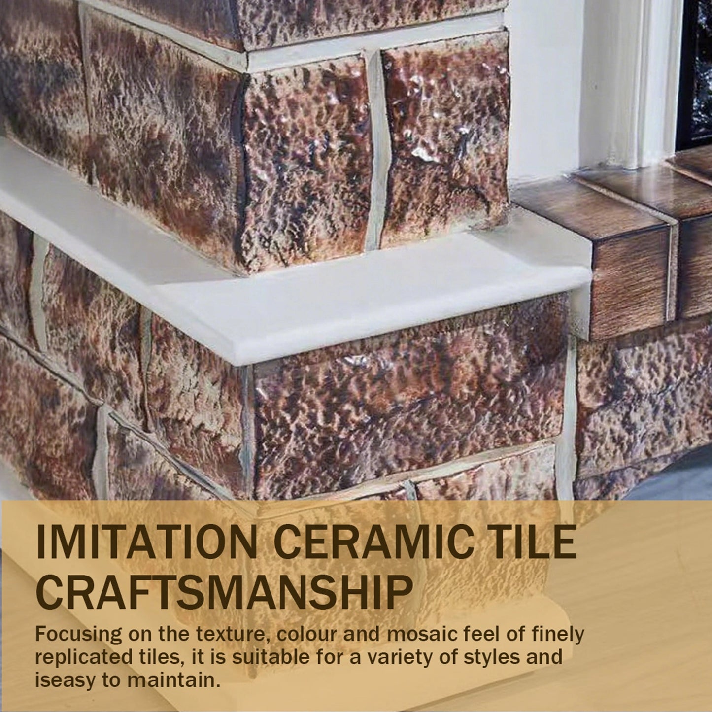 Aihm-Lon Electric Fireplace Imitation Ceramic Tile Craftsmanship 47”-59”