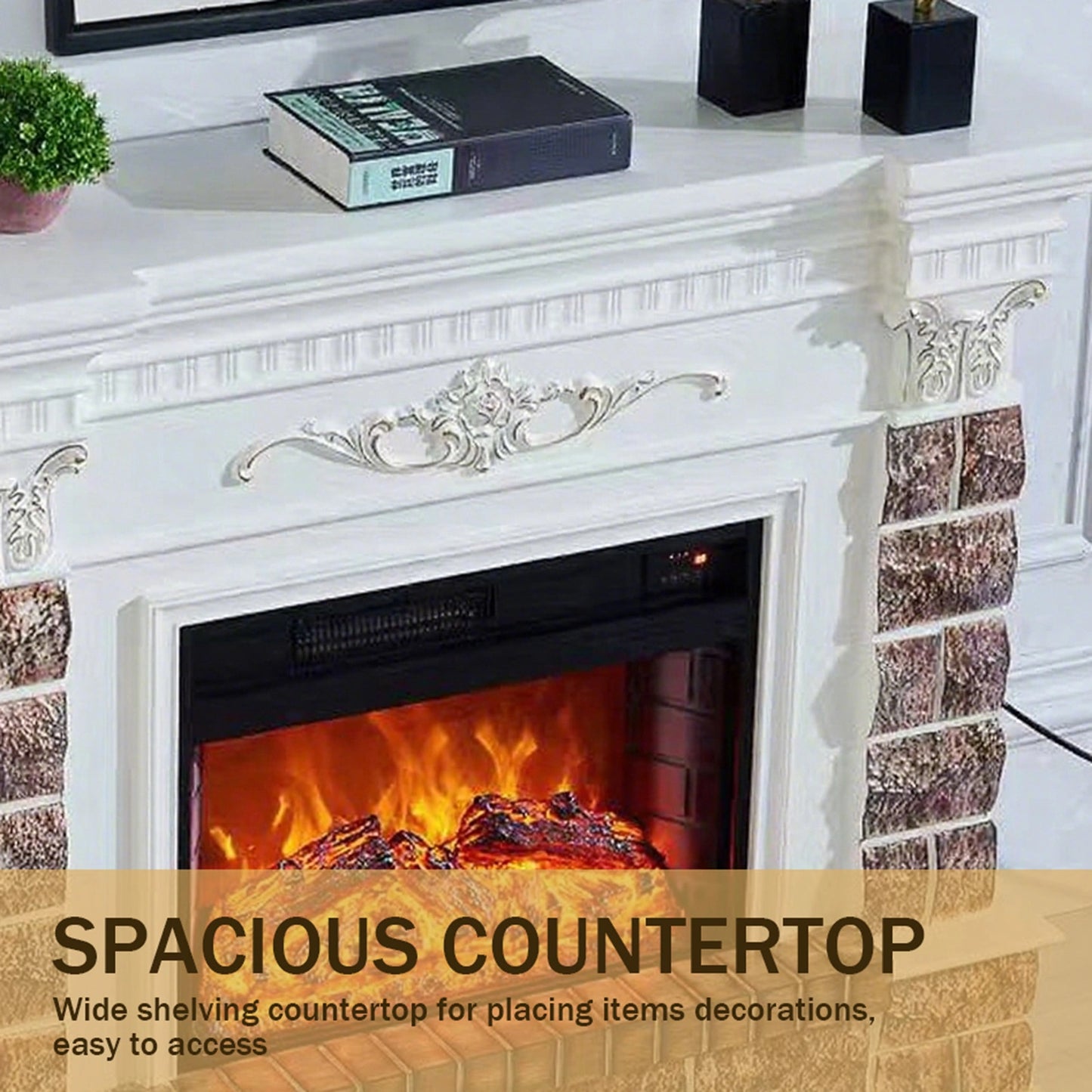 Aihm-Lon Electric Fireplace Imitation Ceramic Tile Craftsmanship 47”-59”