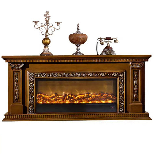 Aihm-Lon Brown Electric Fireplace with Vintage Pattern Engraving 79”