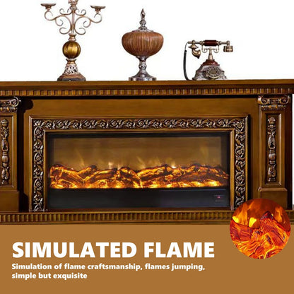 Aihm-Lon Brown Electric Fireplace with Vintage Pattern Engraving 79”