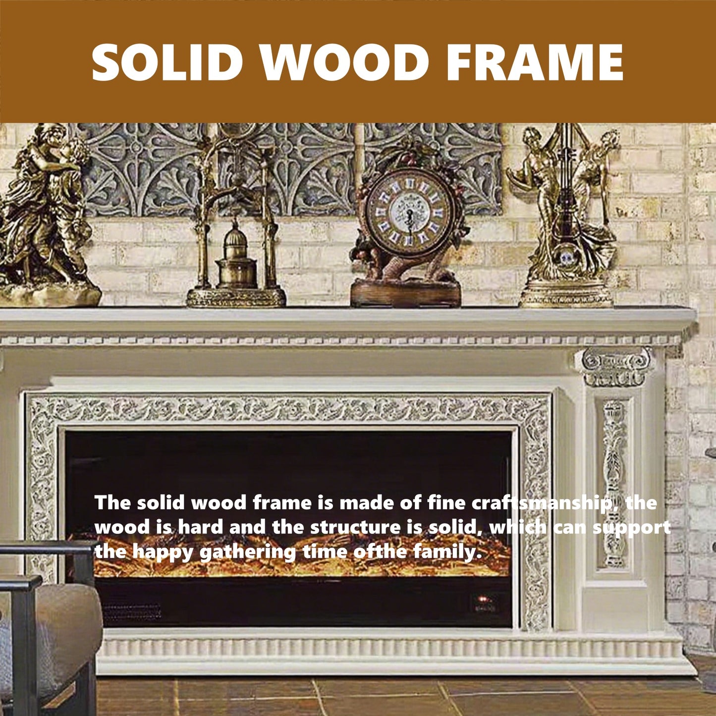 Aihm-Lon Electric Fireplace with European Classical Pattern Style 79’’