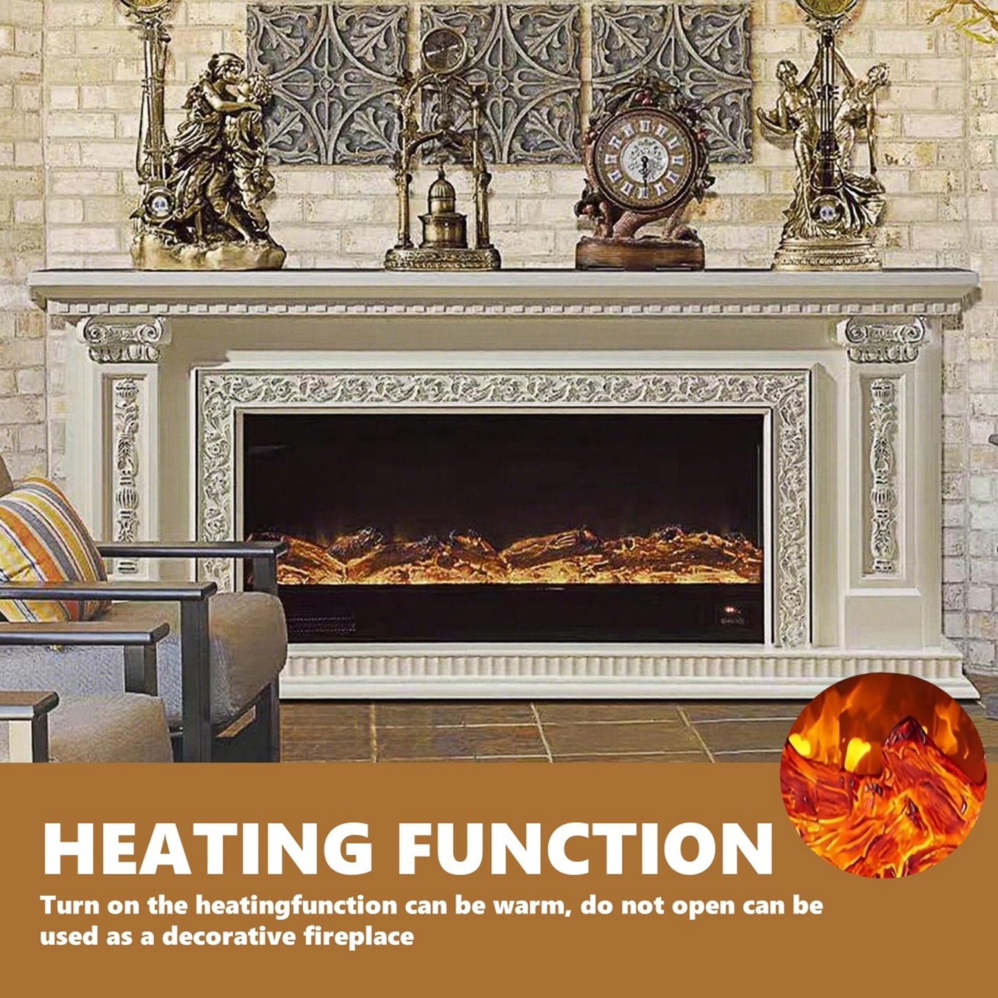 Aihm-Lon Electric Fireplace with European Classical Pattern Style 79’’