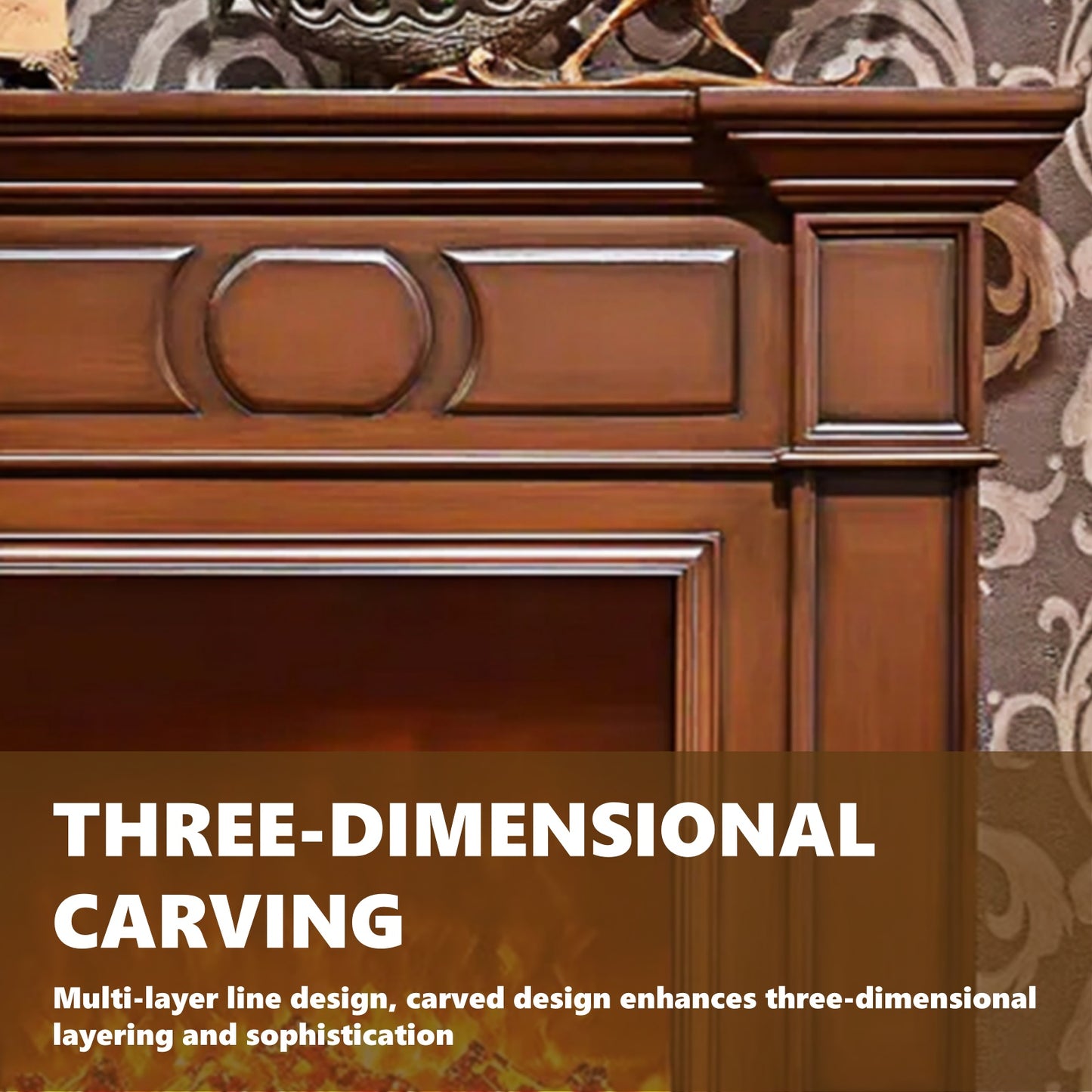 Aihm-Lon Electric Fireplace with Symmetrical Line Design 39”-47”