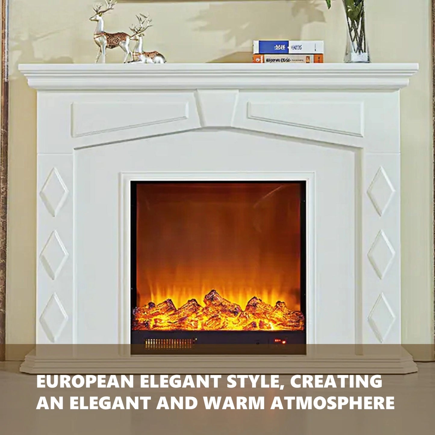 Aihm-Lon Exquisite Electric Fireplace Symmetrical Rhombic Column Design 59”