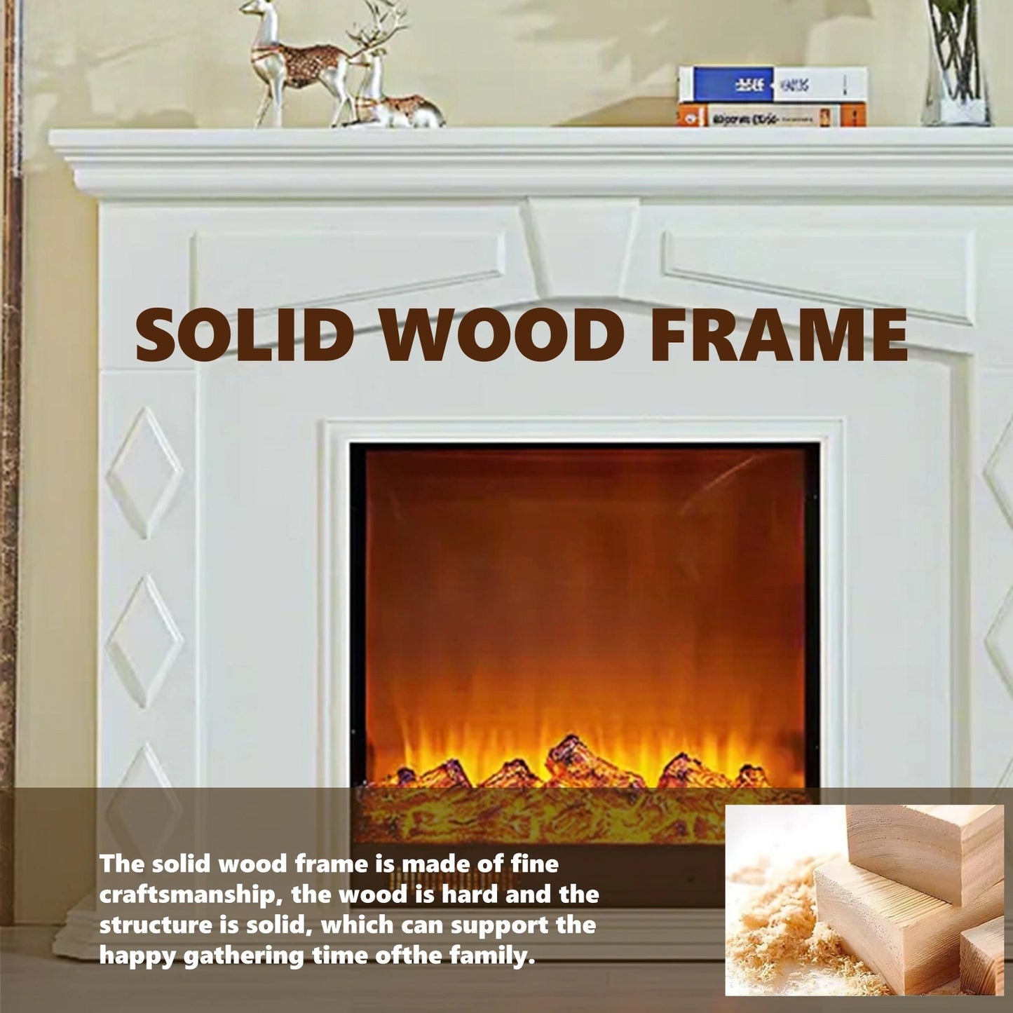 Aihm-Lon Exquisite Electric Fireplace Symmetrical Rhombic Column Design 59”