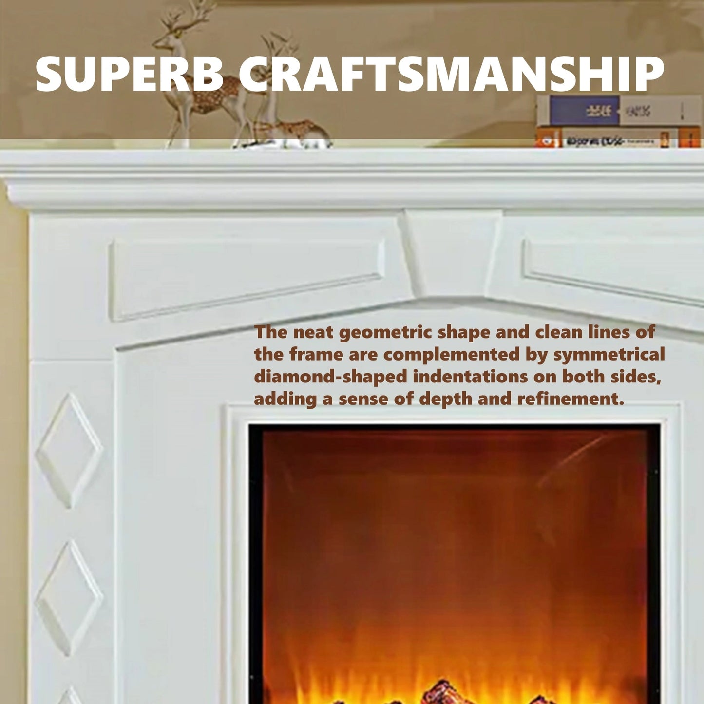 Aihm-Lon Exquisite Electric Fireplace Symmetrical Rhombic Column Design 59”