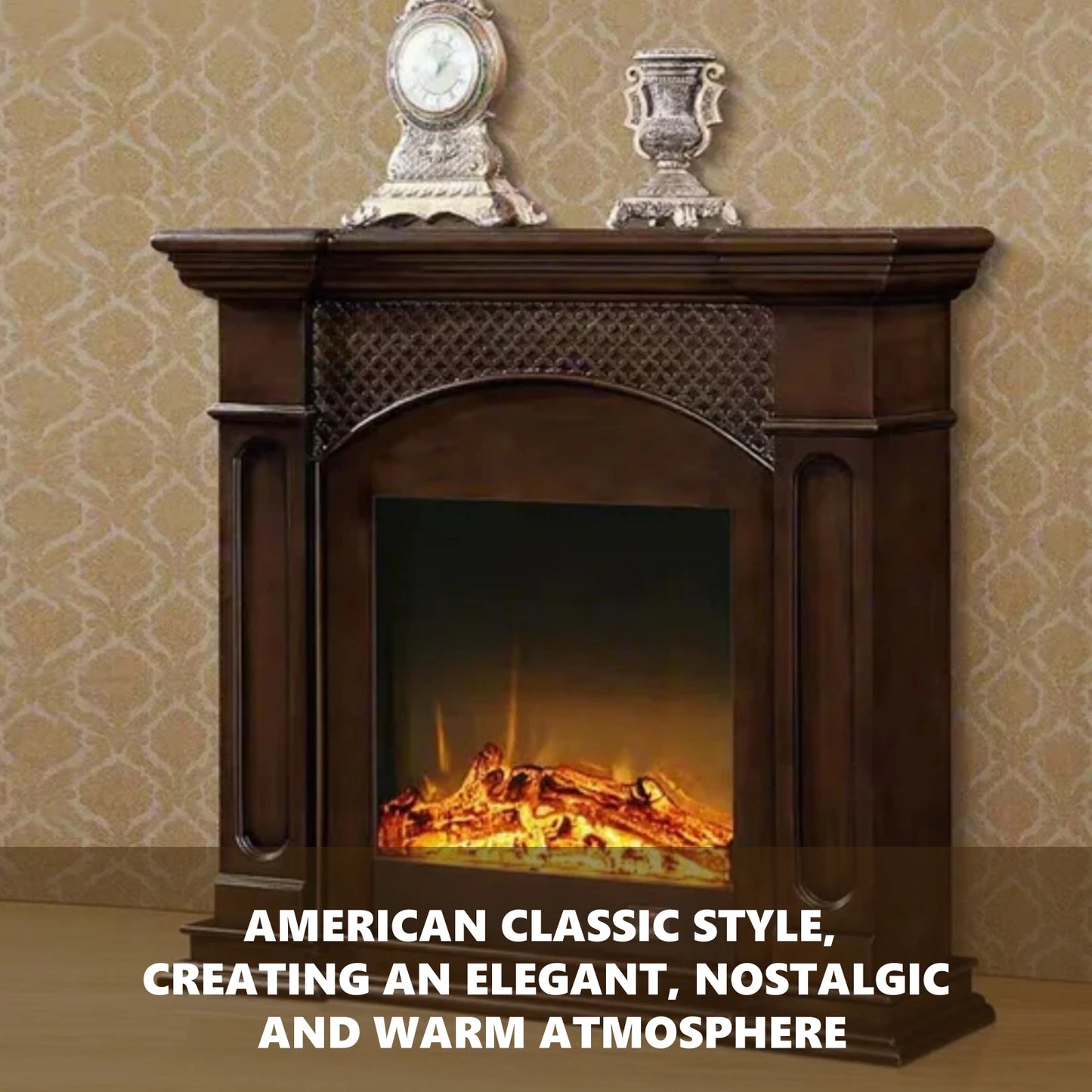 Aihm-Lon Classic Electric Fireplace Diamond-Shaped Openwork Grid Design 47"