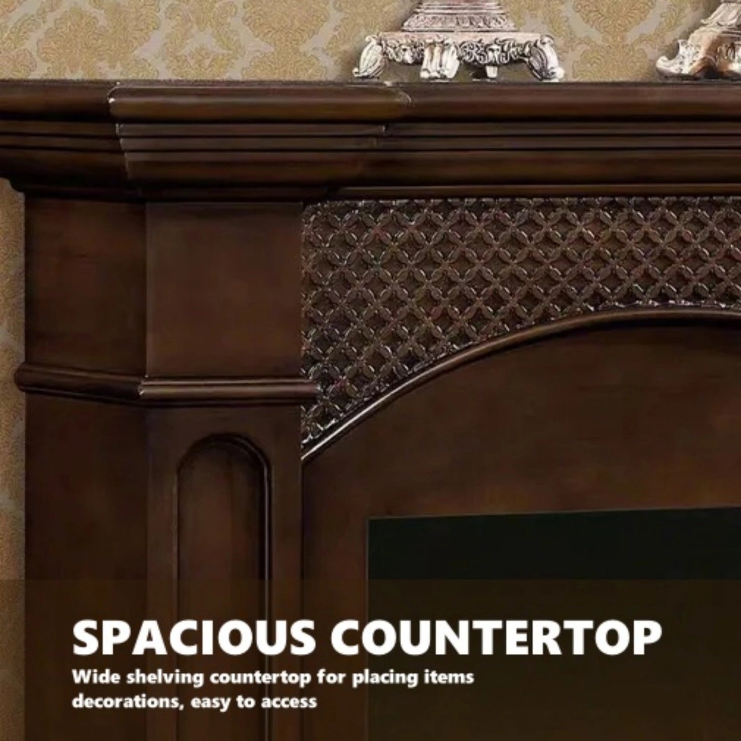 Aihm-Lon Classic Electric Fireplace Diamond-Shaped Openwork Grid Design 47"