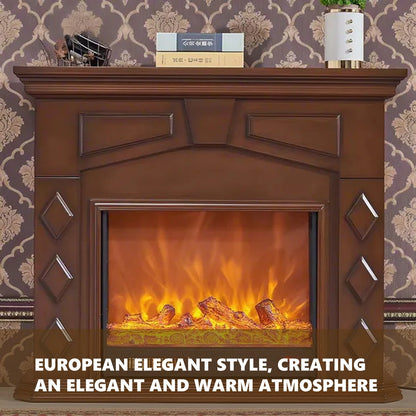 Aihm-Lon Brown Electric Fireplace Symmetrical Rhombic Column Design 47”