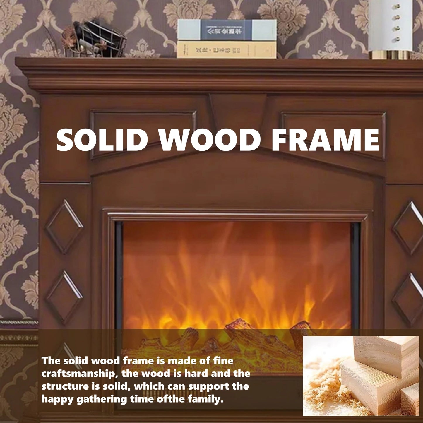 Aihm-Lon Brown Electric Fireplace Symmetrical Rhombic Column Design 47”