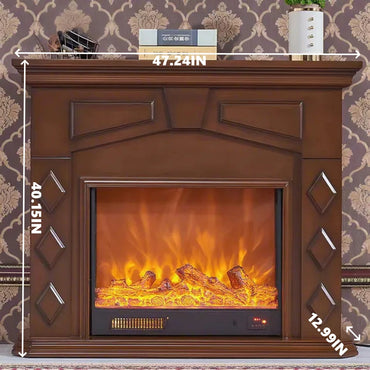 Aihm-Lon Brown Electric Fireplace Symmetrical Rhombic Column Design 47”