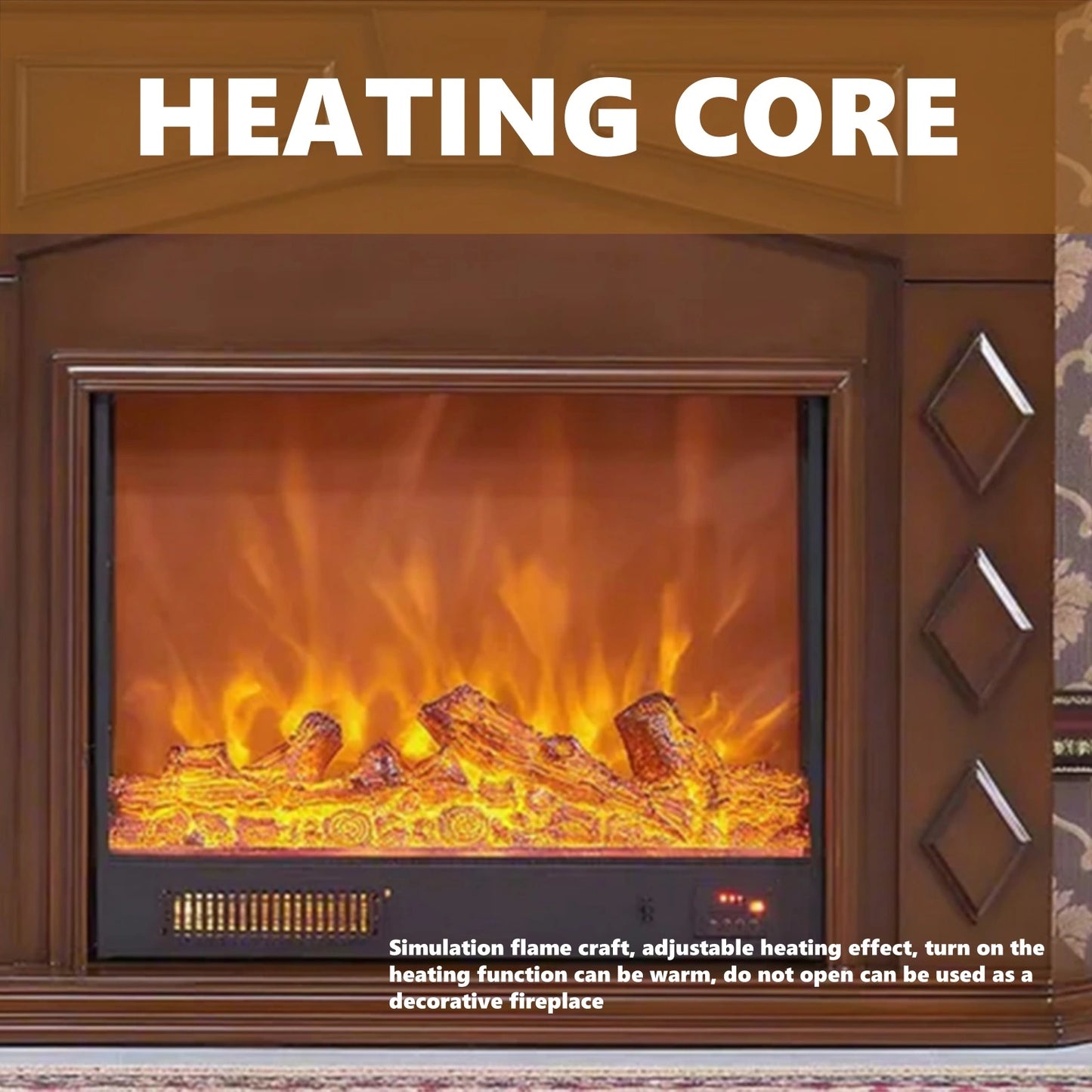 Aihm-Lon Brown Electric Fireplace Symmetrical Rhombic Column Design 47”