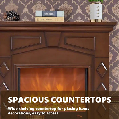 Aihm-Lon Brown Electric Fireplace Symmetrical Rhombic Column Design 47”