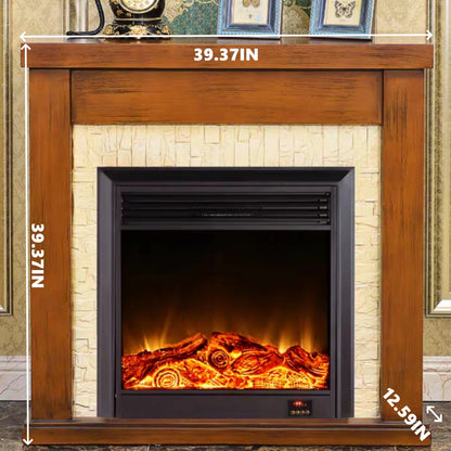 Aihm-Lon Retro Minimalist Electric Fireplace Solid Wood Base 39”