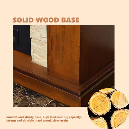 Aihm-Lon Retro Minimalist Electric Fireplace Solid Wood Base 39”