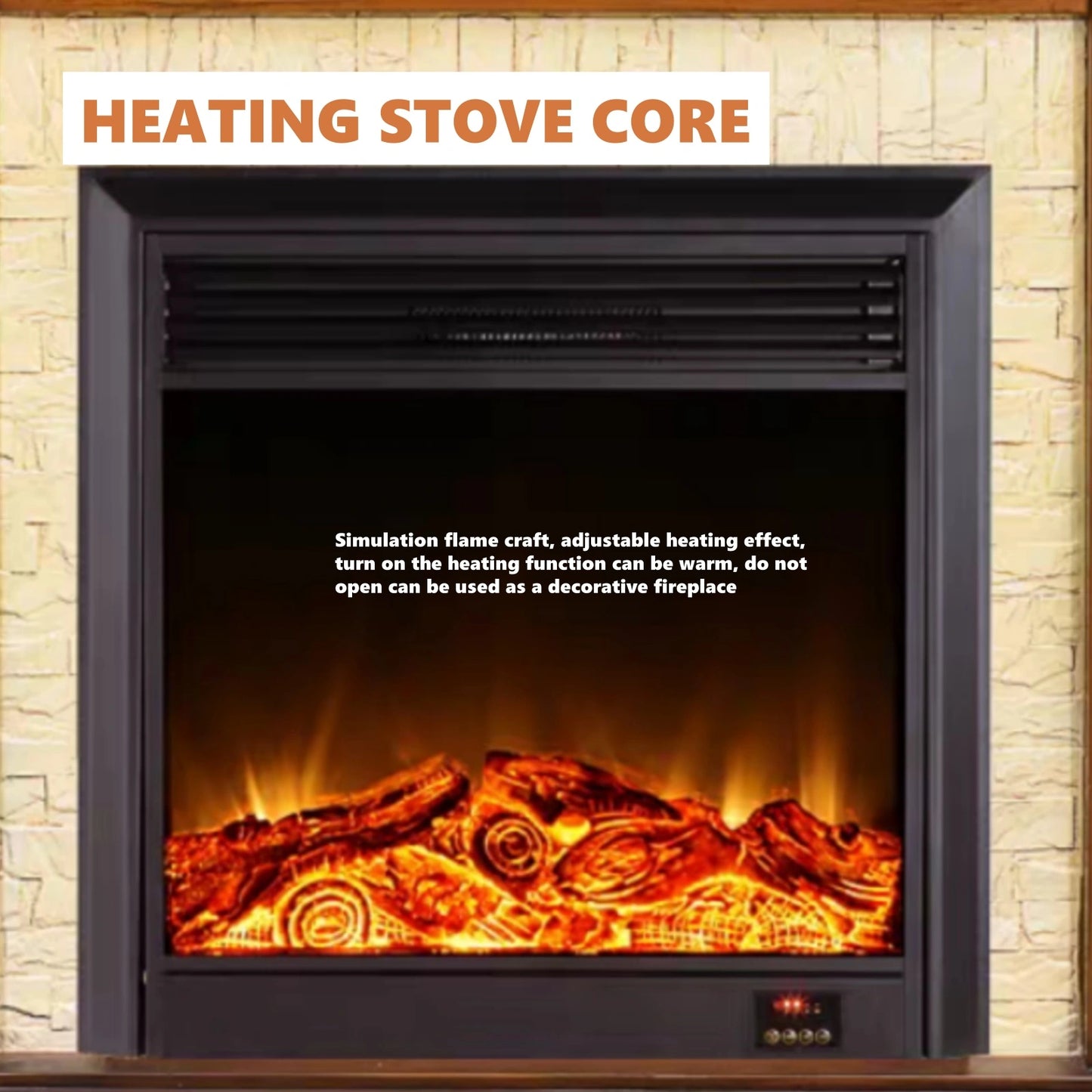 Aihm-Lon Retro Minimalist Electric Fireplace Solid Wood Base 39”