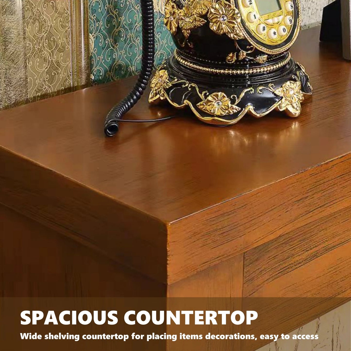 Aihm-Lon Retro Minimalist Electric Fireplace Solid Wood Base 39”