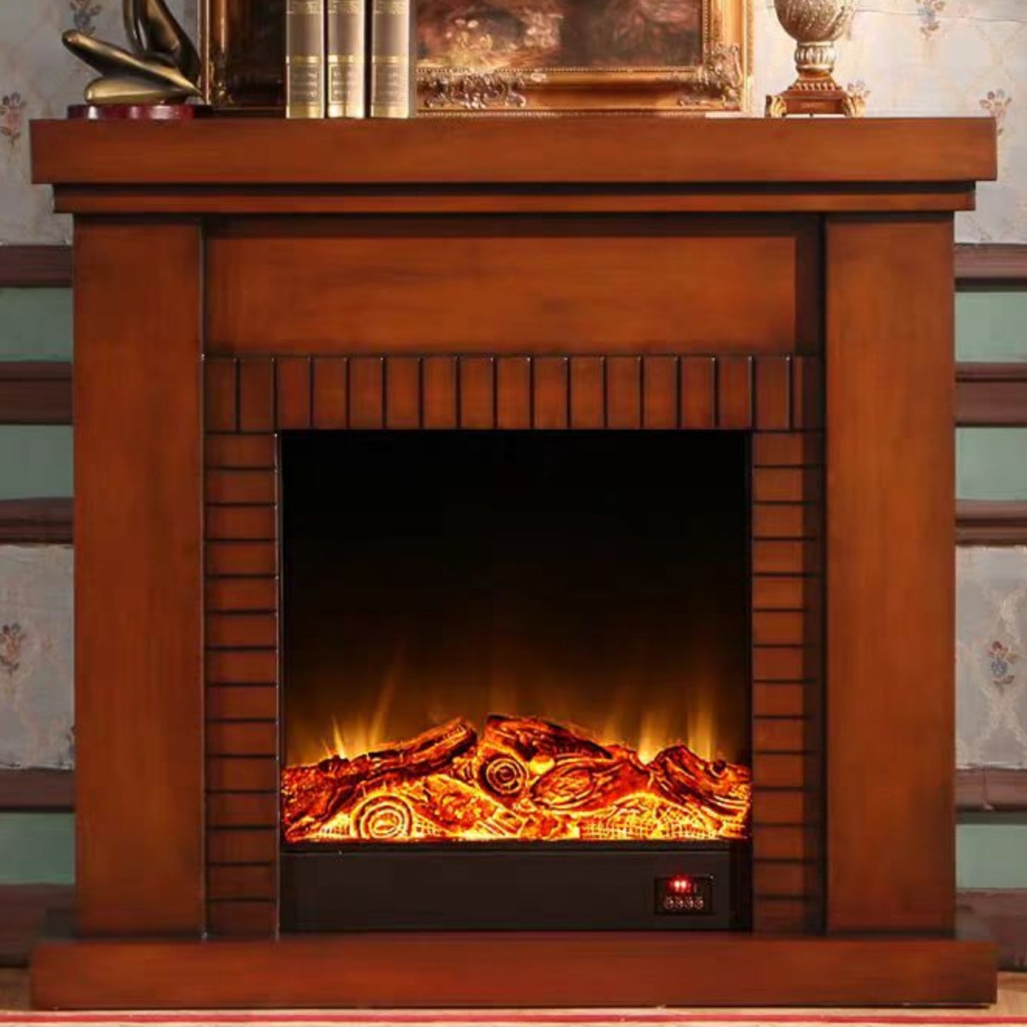 Aihm-Lon Retro Electric Fireplace with Brick-Like Lines 47”